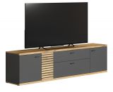 TV-Lowboard Norris in grau und Evoke Eiche TV Unterteil mit Soft-Close 202 x 55 cm