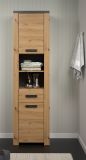 Badezimmer Hochschrank Follow in Artisan Eiche und Matera grau Badschrank 53 x 196 cm