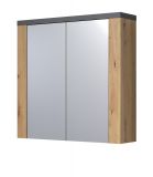 Badezimmer Spiegelschrank Follow in Artisan Eiche und Matera grau Badschrank 2-trig 79 x 78 cm