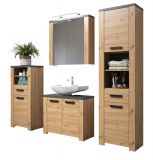 Badmbel Set Follow in Artisan Eiche und Matera grau Badkombination 4-teilig 215 x 196 cm
