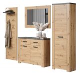 Garderobe Set 4-teilig Follow in Artisan Eiche und Matera grau Flur Garderobenkombination 270 x 199 cm
