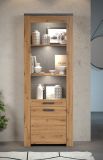 Vitrine Follow in Artisan Eiche und Matera grau Wohn- und Esszimmer Vitrinenschrank 73 x 199 cm