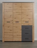 Kleiderschrank Follow in Artisan Eiche und grau Drehtrenschrank 3-trig 171 x 212 cm