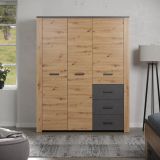 Kleiderschrank Follow in Artisan Eiche und grau Drehtrenschrank 3-trig 171 x 212 cm