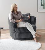 Drehsessel Comfy in grau Mega-Cord Sessel 360 drehbar inklusive Kissen