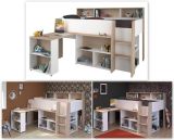 Parisot Hochbett Lucas in wei und Eiche Kinder- und Jugendzimmer Bett mit Schreibtisch