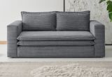 Sofa Pesaro in grau Cord Couch 2-Sitzer 180 cm