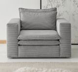 Sessel Pesaro in hellgrau Cord Loungesessel 110 cm