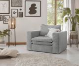 Sessel Pesaro in hellgrau Cord Loungesessel 110 cm