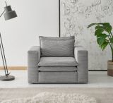 Sessel Pesaro in hellgrau Cord Loungesessel 110 cm
