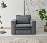 Sessel Pesaro in grau Cord Loungesessel 110 cm