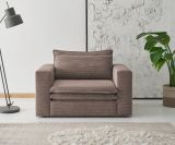 Loveseat Sessel Pesaro in braun Cord Loungesessel 125 cm