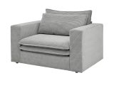 Loveseat Sessel Pesaro in hellgrau Cord Loungesessel 125 cm