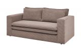 Sofa Set Pesaro in braun Cord Couch 2-Sitzer inklusive Hocker