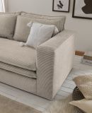 Sofa Set Pesaro in beige Cord Couch 2-Sitzer inklusive Hocker