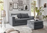 Sofa Set Pesaro in grau Cord Couch 2-Sitzer inklusive Hocker