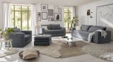 Sofa Set Pesaro in grau Cord Couch 2-Sitzer inklusive Hocker