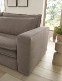 Sofa Set Pesaro in braun Cord Couch 3-Sitzer mit Bettfunktion inklusive Hocker