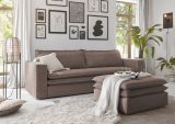 Sofa Set Pesaro in braun Cord Couch 3-Sitzer mit Bettfunktion inklusive Hocker