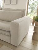 Sofa Set Pesaro in beige Cord Couch 3-Sitzer mit Bettfunktion inklusive Hocker