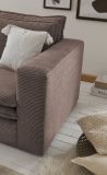 Loveseat Sessel Set Pesaro in braun Cord Couch Loungesessel inklusive Hocker