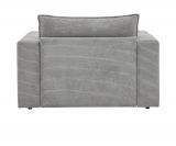 Loveseat Sessel Set Pesaro in hellgrau Cord Couch Loungesessel inklusive Hocker