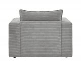 Sessel Set Pesaro in hellgrau Cord Couch Loungesessel inklusive Hocker