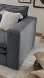 Sessel Set Pesaro in grau Cord Couch Loungesessel inklusive Hocker