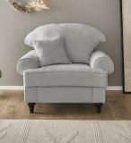 Sessel Adelina in hellgrau Landhaus Loungesessel 110 cm