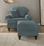 Sessel Set Adelina in grau Landhaus Loungesessel inklusive Hocker