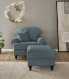 Sessel Set Adelina in grau Landhaus Loungesessel inklusive Hocker