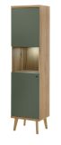 Vitrine Juna in Salbei und Evoke Eiche Vitrinenschrank skandinavisch 50 x 197 cm