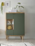 Highboard Juna in Salbei und Evoke Eiche Vitrine skandinavisch 90 x 134 cm