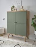 Highboard Juna in Salbei und Evoke Eiche Kommode skandinavisch 107 x 134 cm