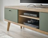 Wohnwand Juna in Salbei und Evoke Eiche Wohnkombination skandinavisch 4-teilig 320 cm