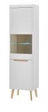 Vitrine Isgard in wei matt und Scandi Eiche Vitrinenschrank skandinavisch 53 x 197 cm