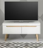 TV-Lowboard Isgard in wei matt und Scandi Eiche TV Unterteil skandinavisch 107 x 50 cm