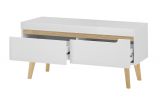 TV-Lowboard Isgard in wei matt und Scandi Eiche TV Unterteil skandinavisch 107 x 50 cm
