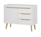 Sideboard Isgard in wei matt und Scandi Eiche Kommode skandinavisch 107 x 83 cm