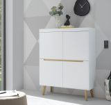 Highboard Isgard in wei matt und Scandi Eiche Kommode skandinavisch 107 x 134 cm