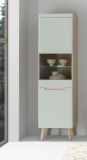Vitrine Isgard in Pistazie matt und Scandi Eiche Vitrinenschrank 53 x 197 cm mit Soft-Close