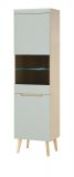 Vitrine Isgard in Pistazie matt und Scandi Eiche Vitrinenschrank 53 x 197 cm mit Soft-Close