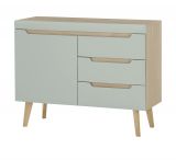 Sideboard Isgard in Pistazie matt und Scandi Eiche Kommode skandinavisch 107 x 83 cm