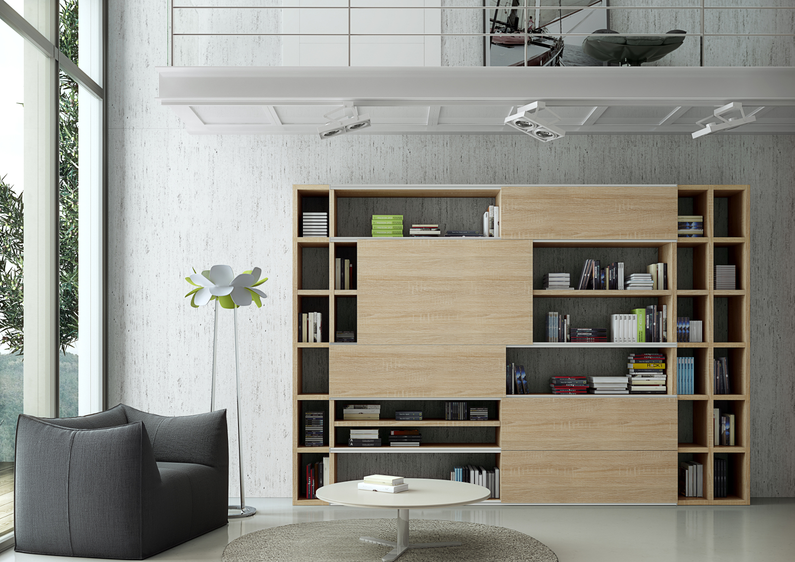 Wohnwand Bücherwand Lack weiß Hochglanz Schiebetür Wohnwand Bücherwand Lack weiß Hochglanz Schiebetür