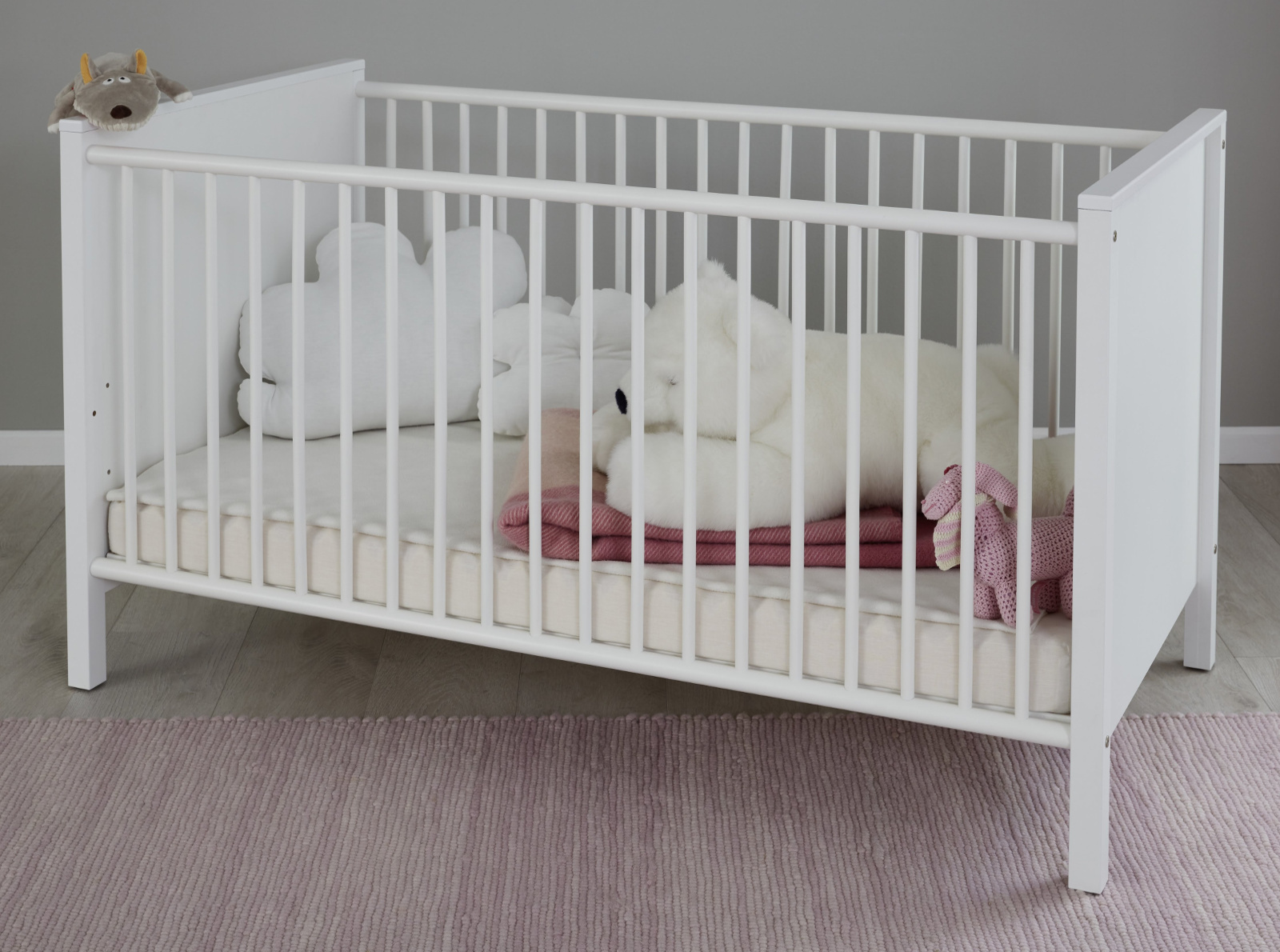 Baby Möbel komplett Set Babyzimmer Kinderzimmer in weiß 3-teilig mit Schrank Ole 