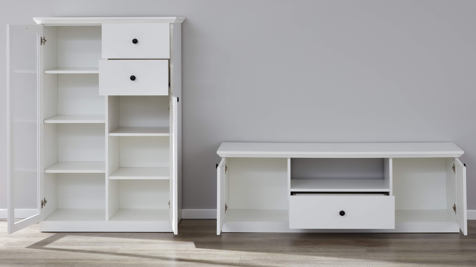 Wohnwand Baxter in weiß 2-teilig