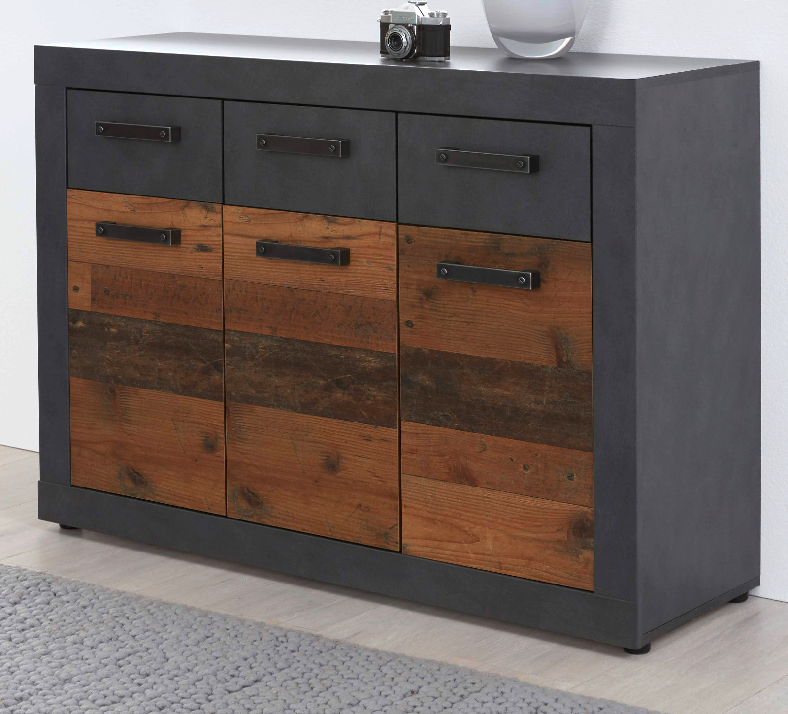Kommode Sideboard Used Wood und grau Wohnzimmer Esszimmer Anrichte