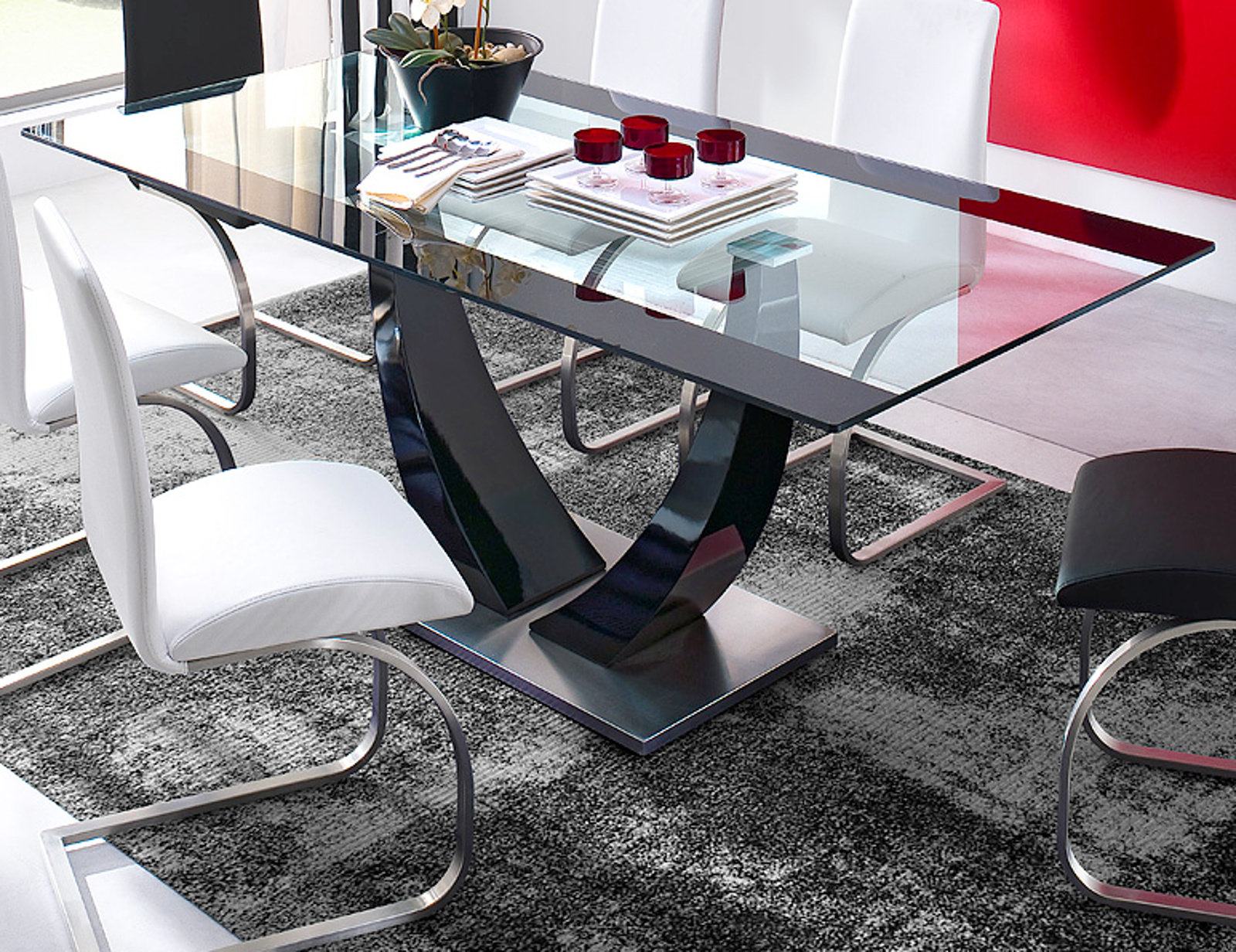 esstisch schwarz lack, esstisch tavolo in schwarz lack glastisch 200 cm, Design ideen