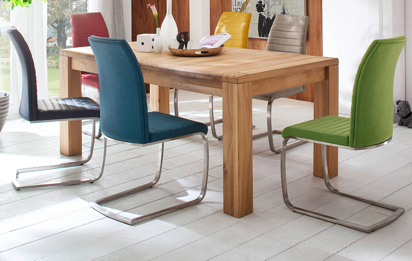Esstisch Anton Eiche Bianco Massiv Geolt 160 Cm