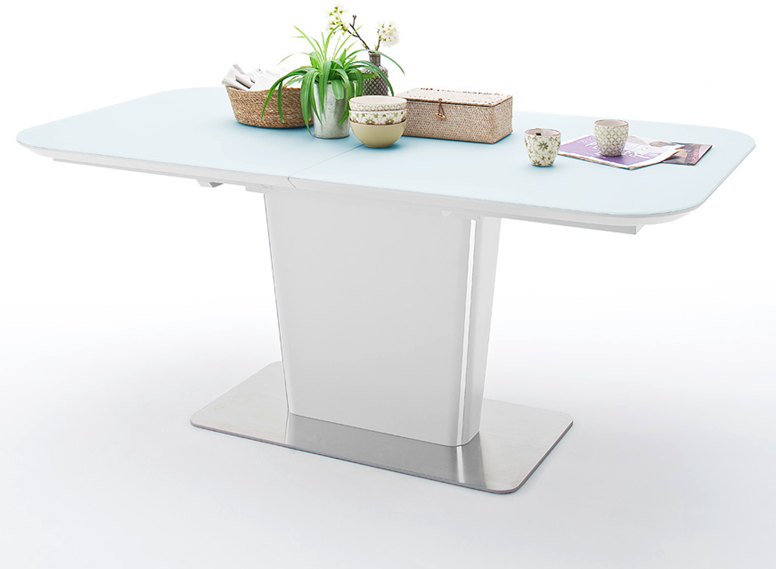 Esstisch Ubora Weiss Lack 180 Cm Saulentisch
